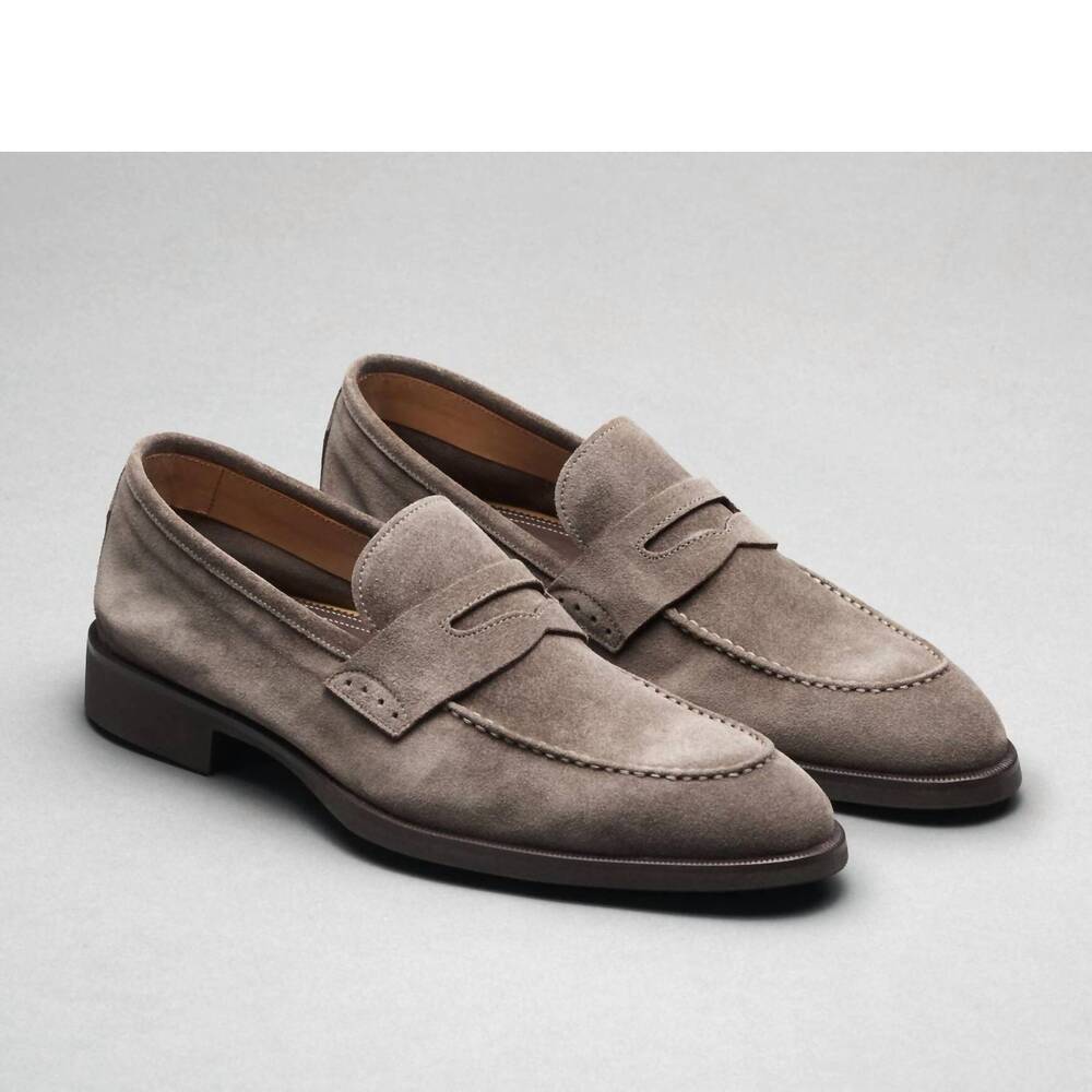 NEW SCARPE DI BIANCO men's sc524 velour peltro loafers in grey
